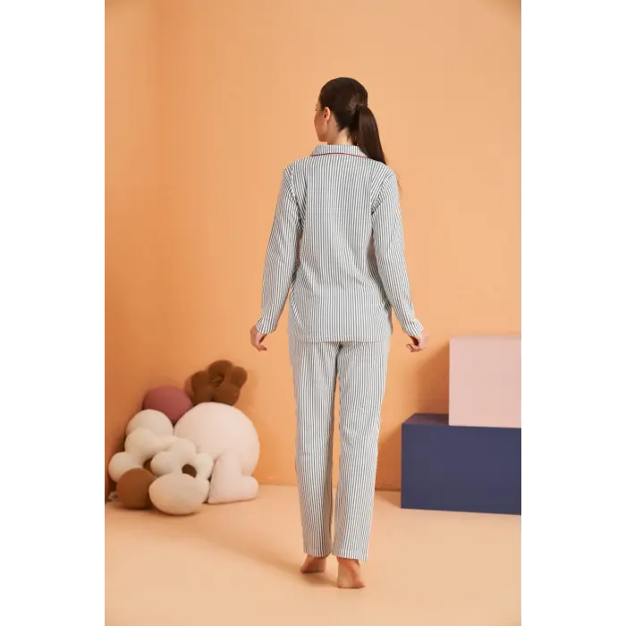 LYYN Pjs 28064 Kadın Düğmeli Pijama Takım