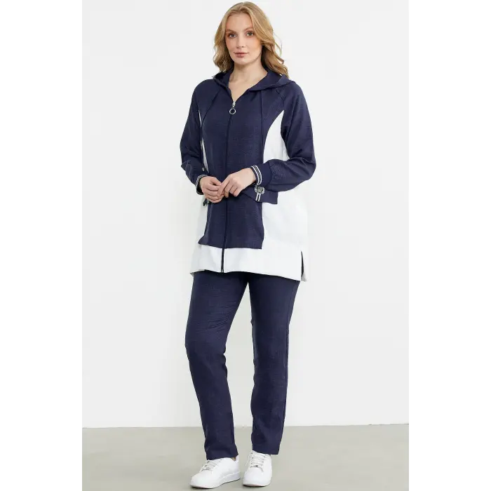 LYYN Sementa 76448 Keten Görünümlü Kapüşonlu Tunik Takım