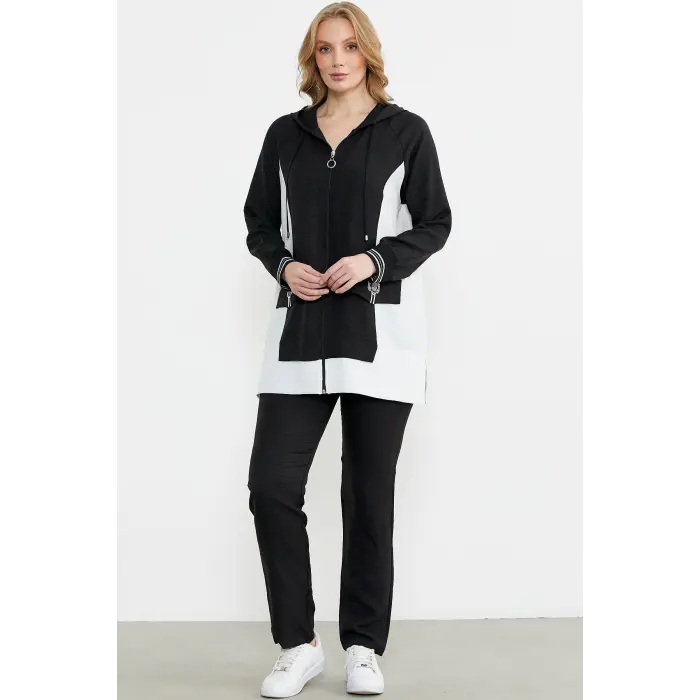 LYYN Sementa 76448 Keten Görünümlü Kapüşonlu Tunik Takım