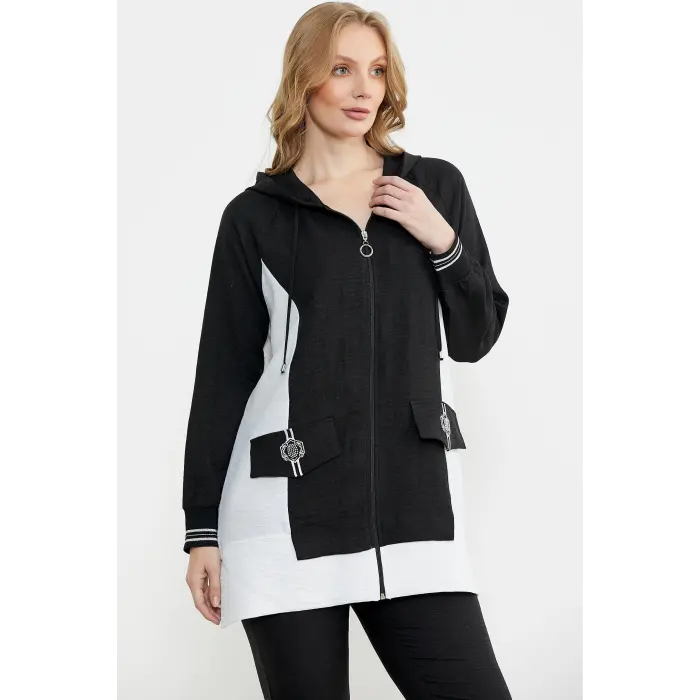 LYYN Sementa 76448 Keten Görünümlü Kapüşonlu Tunik Takım