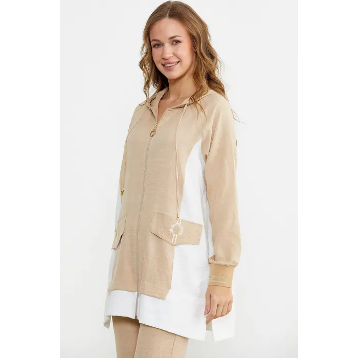 LYYN Sementa 76448 Keten Görünümlü Kapüşonlu Tunik Takım