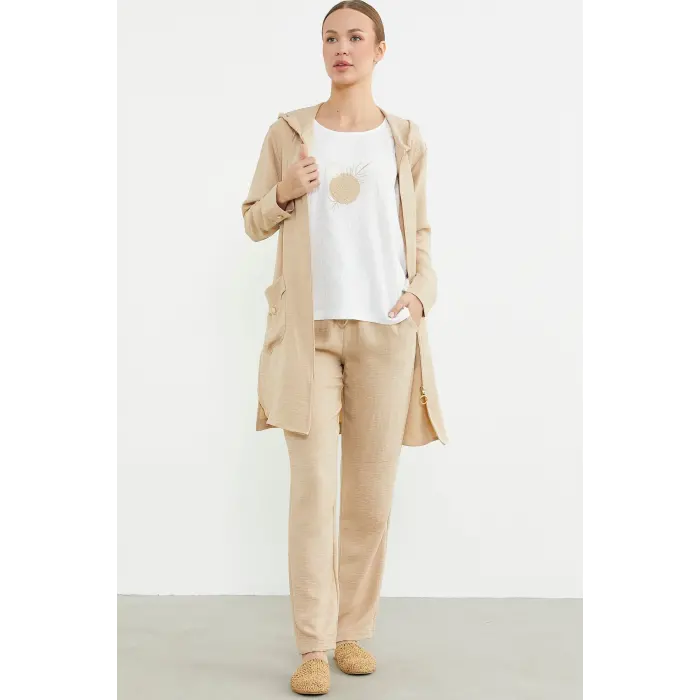 LYYN Sementa 76473 Büyük Beden Keten Görünümlü Üçlü Takım