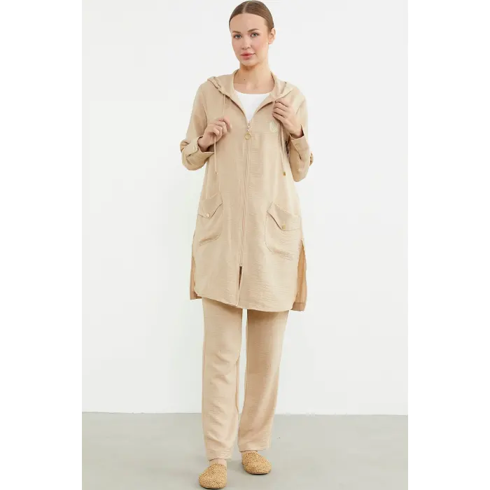 LYYN Sementa 76473 Büyük Beden Keten Görünümlü Üçlü Takım