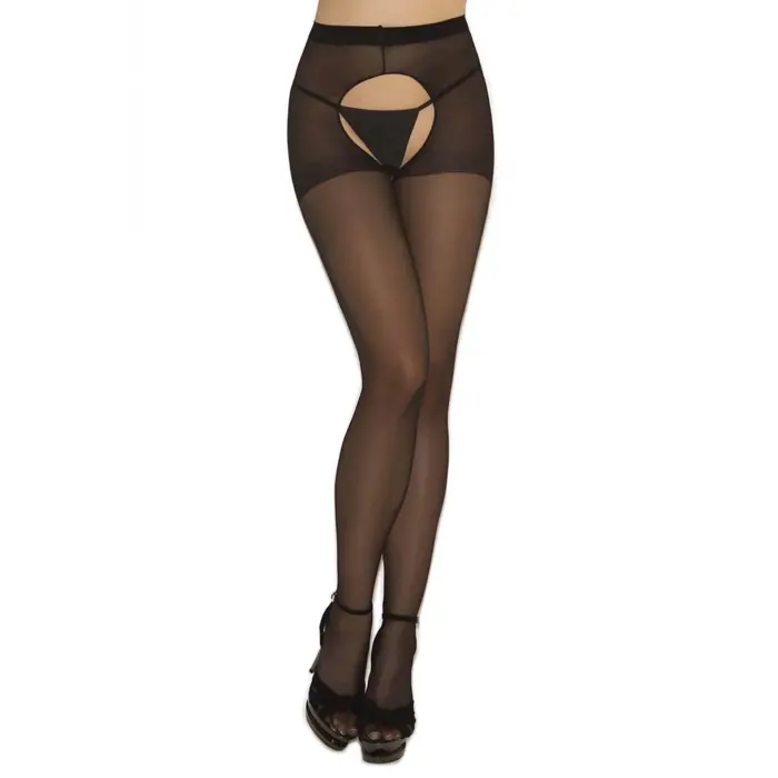 LYYN Siyah Özel Bölgesi Açık Fantazi Külotlu Çorap Brf1078