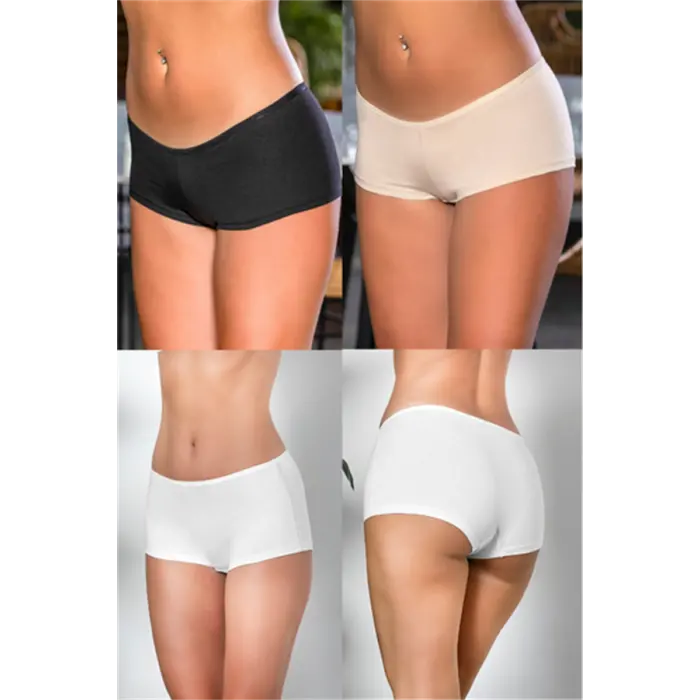 PAMUKLU BOXER KÜLOT (KARIŞIK) SİYAH-BEYAZ-TEN (MGP2963)