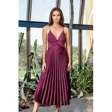 7115 Bayan Uzun Saten Gecelik