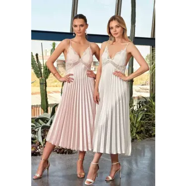 7115 Bayan Uzun Saten Gecelik