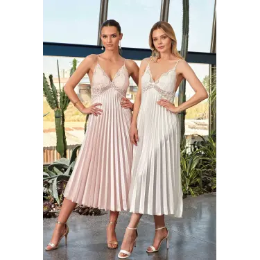 7115 Bayan Uzun Saten Gecelik