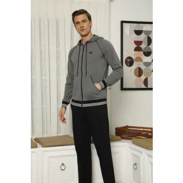7208 Erkek  Kapişonlu Eşofman Takım