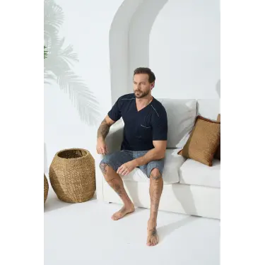 9454 Erkek  V Yaka Kısa Kol Kapri Takım