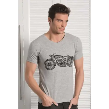 Berrak Motosiklet Baskılı Erkek  T-shirt 1049