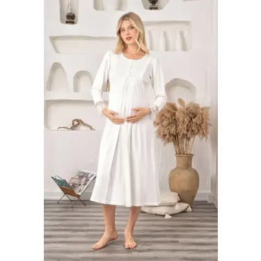 Bone 5906 Kadın Lohusa Likra Viskon Gecelik