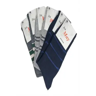 Çizgili Erkek  Çorabı Tek- May Komet 6 Lı