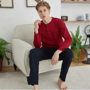 Erkek 9250 Erkek   Midi Yaka Pijama Takımı