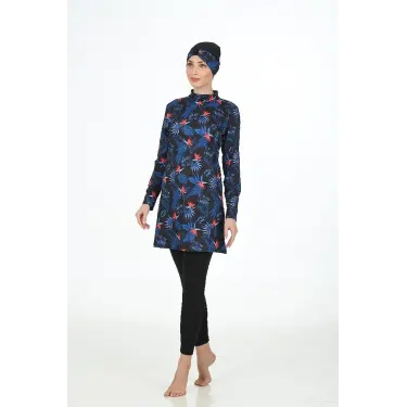 Fantasy 3315 Bayan Yaprak Desenli Tesettür Mayo