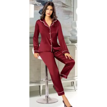 Freshness 2045 Saten Gömlek Yaka Patlı Pijama Takımı