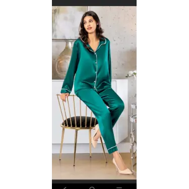 Freshness 2045 Saten Gömlek Yaka Patlı Pijama Takımı