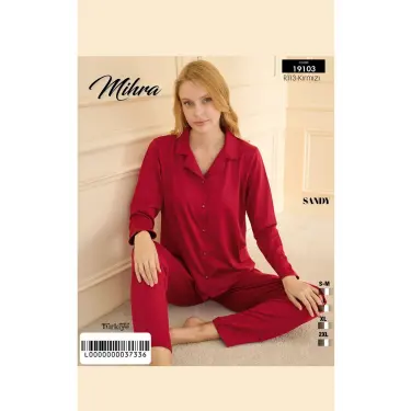 LYYN  19103 Kadın Düğmeli Uzun Kol Pijama Takımı