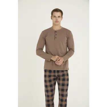 LYYN 9221 Erkek Midi Yaka Pijama Takım