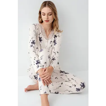 LYYN Arnetta 3410-s Kadın Uzun Kol Pijama Takım