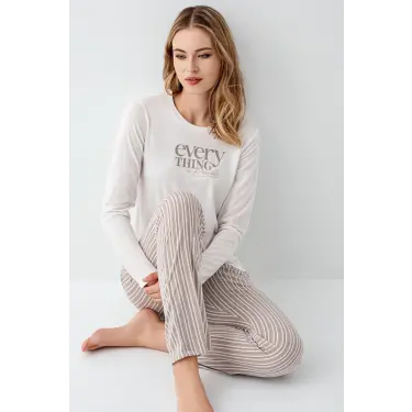 LYYN Arnetta 3424-s Kadın Uzun Kol Pijama Takım