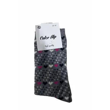 LYYN Barış Kalp Desenli Likralı Kadın Soket Çorap 1 Adet