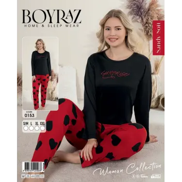 LYYN Boyraz 0153 Kadın Sandy Soft Uzun Kol Pijama Takımı