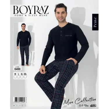 LYYN Boyraz 0400 Erkek Uzun Kol Pijama Takımı