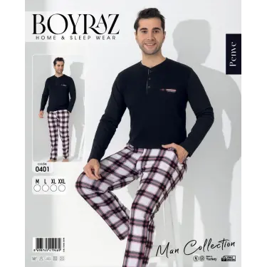 LYYN Boyraz 0401 Erkek Uzun Kol Pijama Takımı