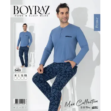 LYYN Boyraz 0403 Erkek Uzun Kol Pijama Takımı