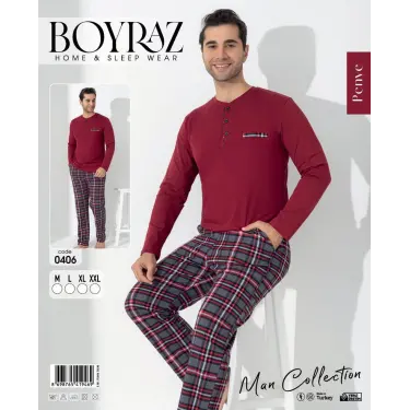 LYYN Boyraz 0406 Erkek Uzun Kol Pijama Takımı