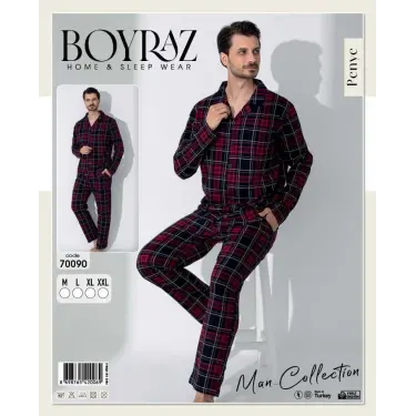 LYYN Boyraz 70090 Erkek Uzun Kol Penye Pijama Takımı