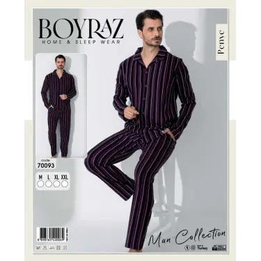 LYYN Boyraz 70093 Erkek Uzun Kol Penye Pijama Takımı