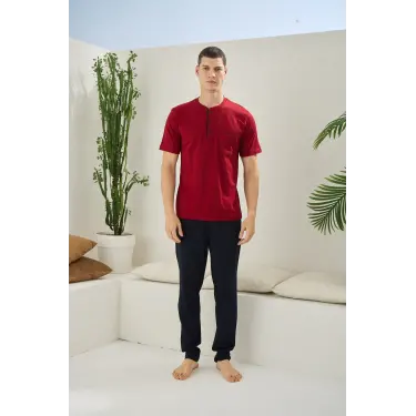 LYYN Kocabey 2090 Erkek Midi Yaka Pijama Takım