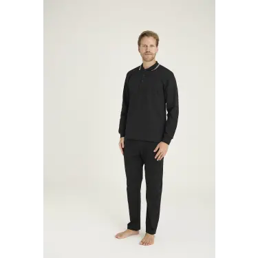 LYYN Kocabey 6014 Erkek Triko Yaka Pijama Takım