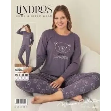 LYYN Lindros 05006 Raporlu Polar Kumaş Uzun Kol Pijama Takımı