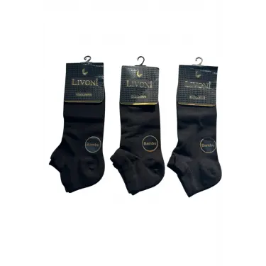 LYYN Livoni Dikişsiz Bambu Erkek Patik Çorap 3 Adet