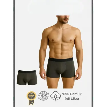 LYYN Pamuklu Düz Antrasit Renk Erkek Boxer