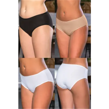 PAMUKLU YÜKSEK BEL SLİP KÜLOT (KARIŞIK) SİYAH-BEYAZ-TEN (MGP2966)