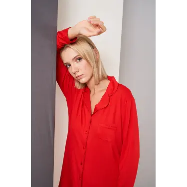 Pjs 26028 Bayan Önden Düğmeli Pijama Takımı