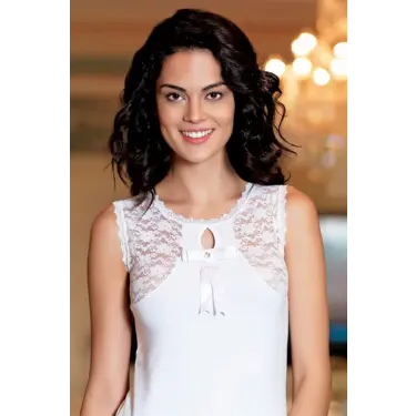 Şahinler Kadın Dantelli Ve Likralı  Beyaz Atlet B487