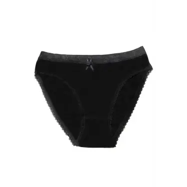 Şahinler Kadın İçin Dantel Kenarlı Siyah Renk Bikini Külot B223