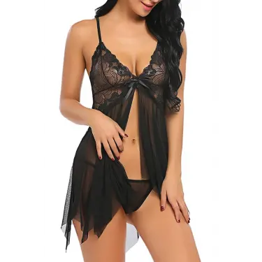 Seksi Siyah Tül Babydoll gecelik 15500