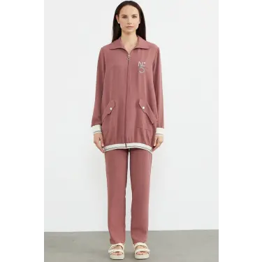 Sementa 76326 Şal Yaka Fermuarlı Krep Takım