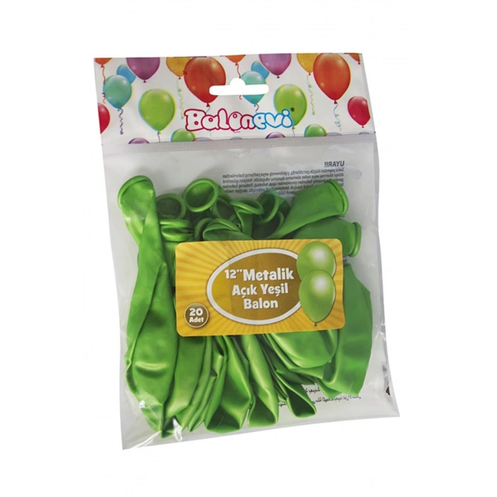 BALONEVİ 12 METALİK AÇIK YEŞİL BALON 12Lİ