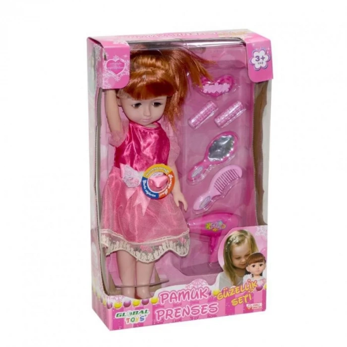 GLOBAL GL100514 PAMUK PRENSES BEBEK + GÜZELLİK SETİ