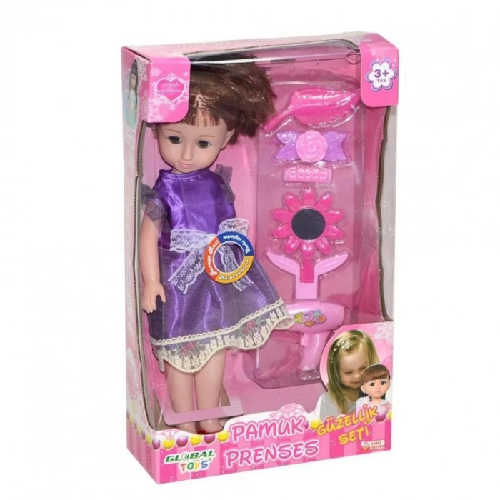 GLOBAL GL100514 PAMUK PRENSES BEBEK + GÜZELLİK SETİ