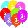 BALONEVİ İYİ Kİ DOĞDUN 3 YAŞ BASKILI PASTEL BALON 12Lİ