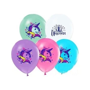BALONEVİ 4+1 UNICORN BASKILI BALON 8Lİ