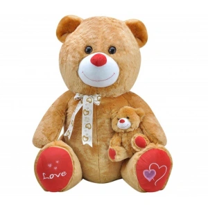 SLY GÜLEN YAVRULU AYI 95 CM KAHVERENGİ